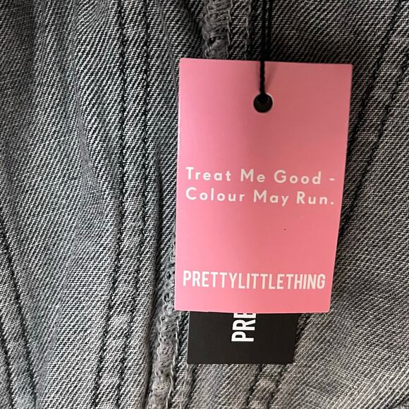 Pretty Little Thing Washed Gray Dip Hem Bust Cup Denim Corset 8 - Picture 5 of 9